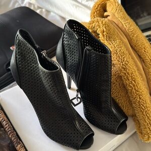 ALDO Peep Toe Cage Black 4 inch Heels clean